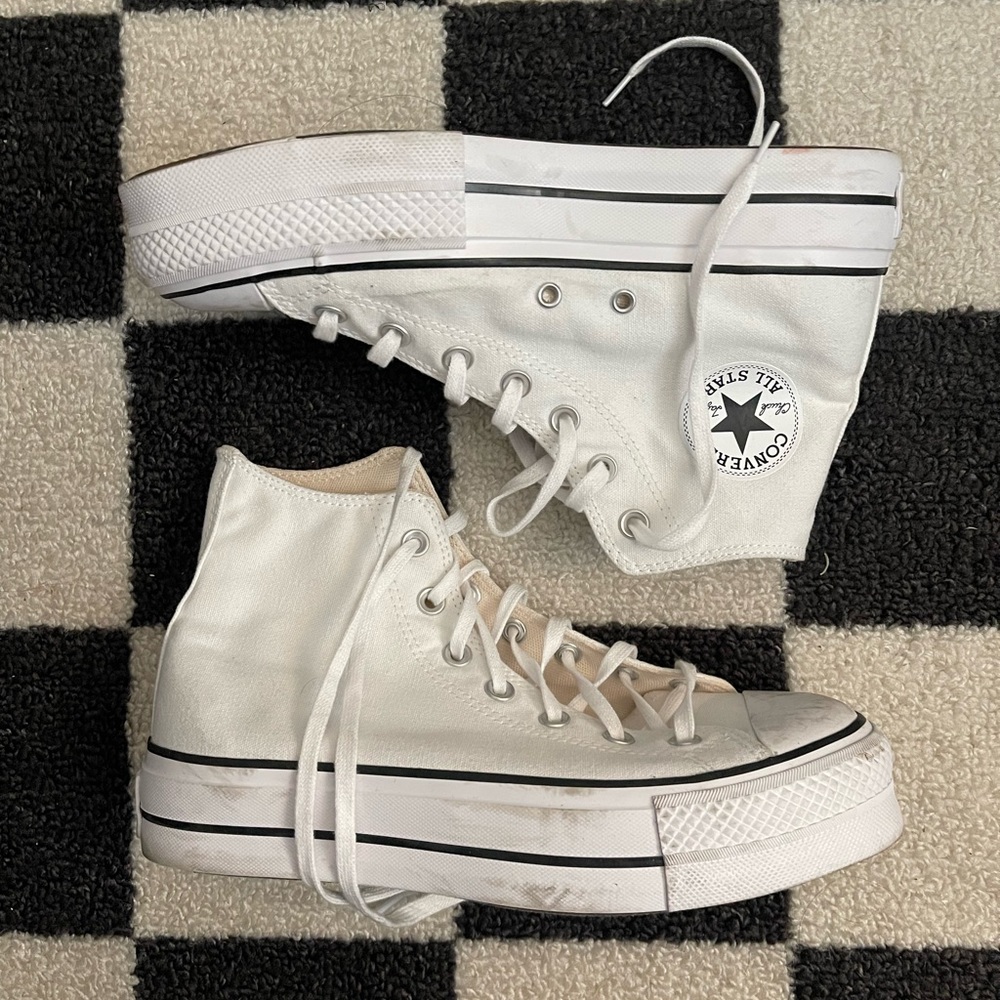 White high top platform converse